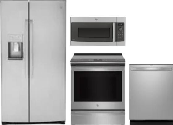 4 Piece Package Includes Refrigerator, Range, Microwave And Dishwasher